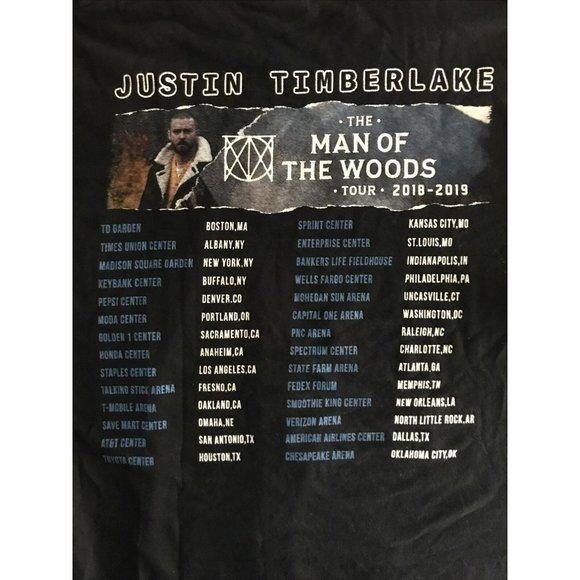 justin timberlake man of the woods 2018-2019 Tour Shirt Size L - Picture 2 of 2
